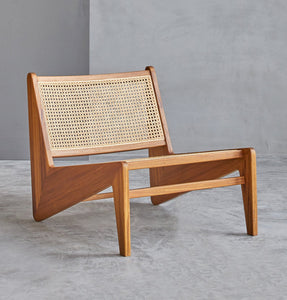 Luciana Lounge Chair - Wood & Natural Rattan
